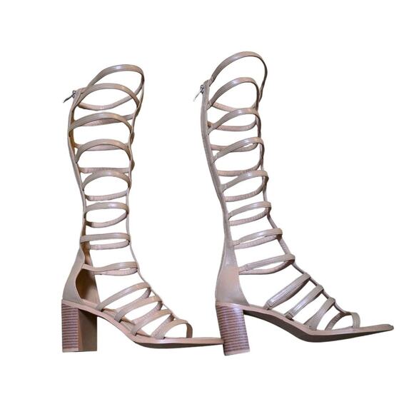 Gladiator Sandals for Women Open Toe Chunky Heel Roman Zipper Sandals - Picture 1 of 5